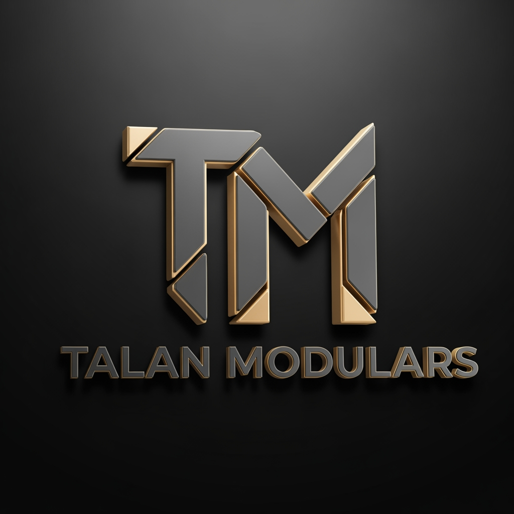 AI Design for Create a modern, premium 3D logo for the brand name "Talan Modulars", a furniture and modular interior manufacturing company with its own production factory.
The logo should strongly emphasize the letter "TM" as the core identity, forming a clean and recognizable structure. Subtly integrate elements inspired by modular furniture, such as wardrobes, cabinets, panels, or interior fittings, but keep them minimal, abstract, and geometric — not realistic.
Use a luxury color palette of Charcoal Grey (matte/dark base) and Champagne Gold (metallic accents) to convey sophistication, trust, and premium craftsmanship.
Style should be sleek, modern, and corporate, with a balance between industrial strength (factory production) and high-end interior elegance.
Typography should be bold, clean sans-serif, with perfect spacing and alignment. The icon and text must feel integrated as one system, not separate elements.
Lighting: soft studio lighting with subtle reflections for a premium 3D feel.
Background: dark charcoal or gradient black for contrast.
Avoid clutter, avoid realistic product images — focus on minimal, scalable, brand-ready design.
front view
Deliver in ultra high resolution, 4K, sharp details, suitable for branding, signage, and print.