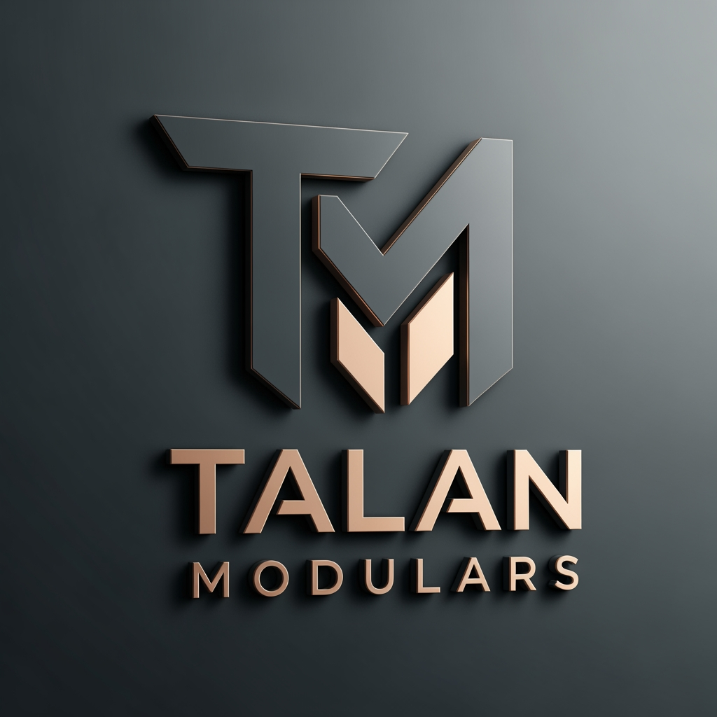 AI Design for Create a modern, premium 3D logo for the brand name "Talan Modulars", a furniture and modular interior manufacturing company with its own production factory.
The logo should strongly emphasize the letter "TM" as the core identity, forming a clean and recognizable structure. Subtly integrate elements inspired by modular furniture, such as wardrobes, cabinets, panels, or interior fittings, but keep them minimal, abstract, and geometric — not realistic.
Use a luxury color palette of Charcoal Grey (matte/dark base) and Champagne Gold (metallic accents) to convey sophistication, trust, and premium craftsmanship.
Style should be sleek, modern, and corporate, with a balance between industrial strength (factory production) and high-end interior elegance.
Typography should be bold, clean sans-serif, with perfect spacing and alignment. The icon and text must feel integrated as one system, not separate elements.
Lighting: soft studio lighting with subtle reflections for a premium 3D feel.
Background: dark charcoal or gradient black for contrast.
Avoid clutter, avoid realistic product images — focus on minimal, scalable, brand-ready design.
front view
Deliver in ultra high resolution, 4K, sharp details, suitable for branding, signage, and print.