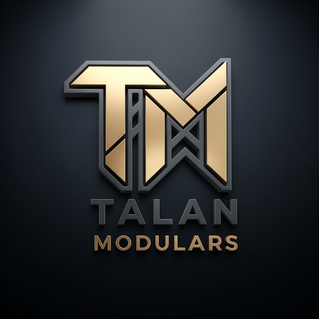 AI Design for Create a modern, premium 3D logo for the brand name "Talan Modulars", a furniture and modular interior manufacturing company with its own production factory.
The logo should strongly emphasize the letter "TM" as the core identity, forming a clean and recognizable structure. Subtly integrate elements inspired by modular furniture, such as wardrobes, cabinets, panels, or interior fittings, but keep them minimal, abstract, and geometric — not realistic.
Use a luxury color palette of Charcoal Grey (matte/dark base) and Champagne Gold (metallic accents) to convey sophistication, trust, and premium craftsmanship.
Style should be sleek, modern, and corporate, with a balance between industrial strength (factory production) and high-end interior elegance.
Typography should be bold, clean sans-serif, with perfect spacing and alignment. The icon and text must feel integrated as one system, not separate elements.
Lighting: soft studio lighting with subtle reflections for a premium 3D feel.
Background: dark charcoal or gradient black for contrast.
Avoid clutter, avoid realistic product images — focus on minimal, scalable, brand-ready design.
front view
Deliver in ultra high resolution, 4K, sharp details, suitable for branding, signage, and print.