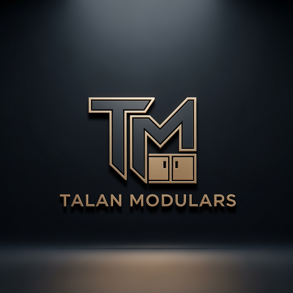 AI Design for Create a modern, premium 3D logo for the brand name "Talan Modulars", a furniture and modular interior manufacturing company with its own production factory.
The logo should strongly emphasize the letter "TM" as the core identity, forming a clean and recognizable structure. Subtly integrate elements inspired by modular furniture, such as wardrobes, cabinets, panels, or interior fittings, but keep them minimal, abstract, and geometric — not realistic.
Use a luxury color palette of Charcoal Grey (matte/dark base) and Champagne Gold (metallic accents) to convey sophistication, trust, and premium craftsmanship.
Style should be sleek, modern, and corporate, with a balance between industrial strength (factory production) and high-end interior elegance.
Typography should be bold, clean sans-serif, with perfect spacing and alignment. The icon and text must feel integrated as one system, not separate elements.
Lighting: soft studio lighting with subtle reflections for a premium 3D feel.
Background: dark charcoal or gradient black for contrast.
Avoid clutter, avoid realistic product images — focus on minimal, scalable, brand-ready design.
front view
Deliver in ultra high resolution, 4K, sharp details, suitable for branding, signage, and print.