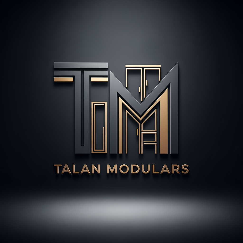AI Design for Create a modern, premium 3D logo for the brand name "Talan Modulars", a furniture and modular interior manufacturing company with its own production factory.
The logo should strongly emphasize the letter "TM" as the core identity, forming a clean and recognizable structure. Subtly integrate elements inspired by modular furniture, such as wardrobes, cabinets, panels, or interior fittings, but keep them minimal, abstract, and geometric — not realistic.
Use a luxury color palette of Charcoal Grey (matte/dark base) and Champagne Gold (metallic accents) to convey sophistication, trust, and premium craftsmanship.
Style should be sleek, modern, and corporate, with a balance between industrial strength (factory production) and high-end interior elegance.
Typography should be bold, clean sans-serif, with perfect spacing and alignment. The icon and text must feel integrated as one system, not separate elements.
Lighting: soft studio lighting with subtle reflections for a premium 3D feel.
Background: dark charcoal or gradient black for contrast.
Avoid clutter, avoid realistic product images — focus on minimal, scalable, brand-ready design.
front view
Deliver in ultra high resolution, 4K, sharp details, suitable for branding, signage, and print.