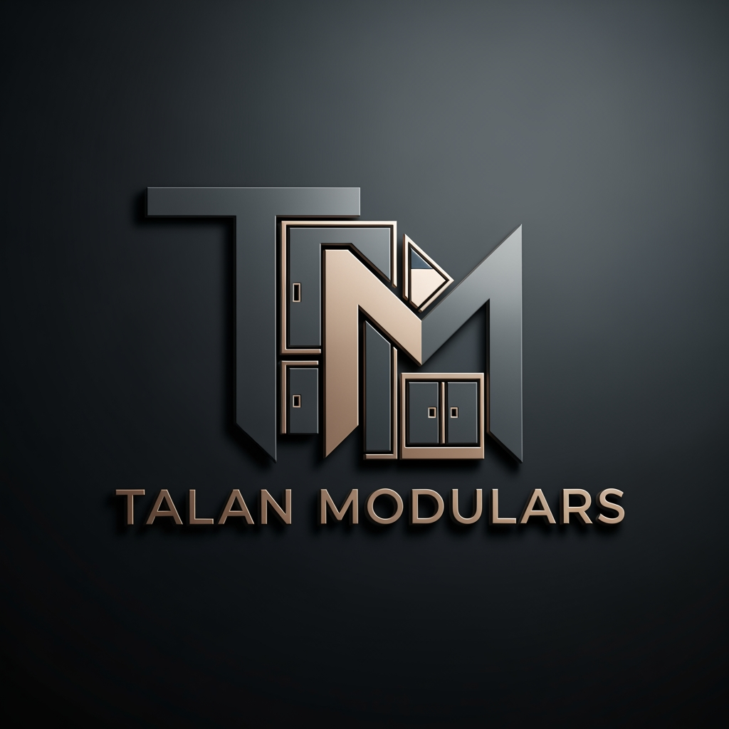 AI Design for Create a modern, premium 3D logo for the brand name "Talan Modulars", a furniture and modular interior manufacturing company with its own production factory.

The logo should strongly emphasize the letter "TM" as the core identity, forming a clean and recognizable structure. Subtly integrate elements inspired by modular furniture, such as wardrobes, cabinets, panels, or interior fittings, but keep them minimal, abstract, and geometric — not realistic.

Use a luxury color palette of Charcoal Grey (matte/dark base) and Champagne Gold (metallic accents) to convey sophistication, trust, and premium craftsmanship.

Style should be sleek, modern, and corporate, with a balance between industrial strength (factory production) and high-end interior elegance.

Typography should be bold, clean sans-serif, with perfect spacing and alignment. The icon and text must feel integrated as one system, not separate elements.

Lighting: soft studio lighting with subtle reflections for a premium 3D feel.

Background: dark charcoal or gradient black for contrast.

Avoid clutter, avoid realistic product images — focus on minimal, scalable, brand-ready design.
front view
Deliver in ultra high resolution, 4K, sharp details, suitable for branding, signage, and print.