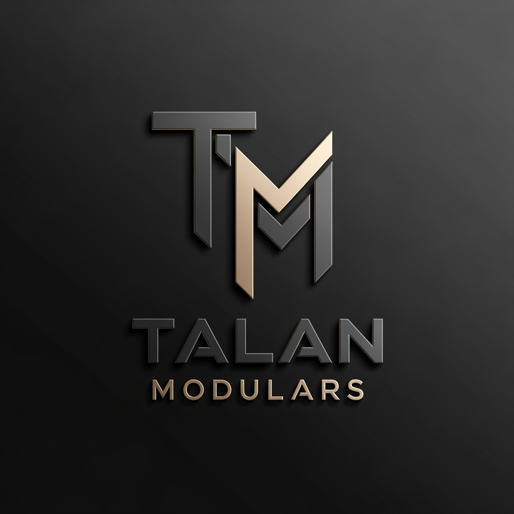 AI Design for Create a premium, future-ready logo for *Talan Modulars*, a modular furniture and interior manufacturing company with its own production facility. The design should reflect 2026 aesthetics—minimal, timeless, intelligent, and instantly recognizable.
Center the identity around a custom *"TM" monogram*, built with clean geometric forms, architectural precision, and purposeful negative space. Subtly evoke modular cabinetry, panel systems, and precision manufacturing through abstract interlocking shapes rather than literal furniture graphics.
Use a luxury palette of *Matte Charcoal Grey* and *Brushed Champagne Gold, with restrained metallic finishes. Pair the icon with a bold, custom-feeling geometric sans-serif wordmark, ensuring the monogram and **Talan Modulars* function as one cohesive system.
Present the logo with subtle premium 3D depth, soft studio lighting, realistic materials, and refined reflections. Avoid excessive bevels, gradients, glow effects, or visual clutter.
Display it on a dark charcoal or black gradient background with a balanced, centered composition. The design must remain scalable, memorable, and effective in monochrome, making it suitable for signage, packaging, embossing, print, and digital branding.
Avoid generic construction symbols, houses, tools, chairs, sofas, realistic furniture, or clip-art elements. Focus on originality, simplicity, precision, and enduring luxury to create a distinctive global-quality brand identity in ultra-high-resolution 4K.