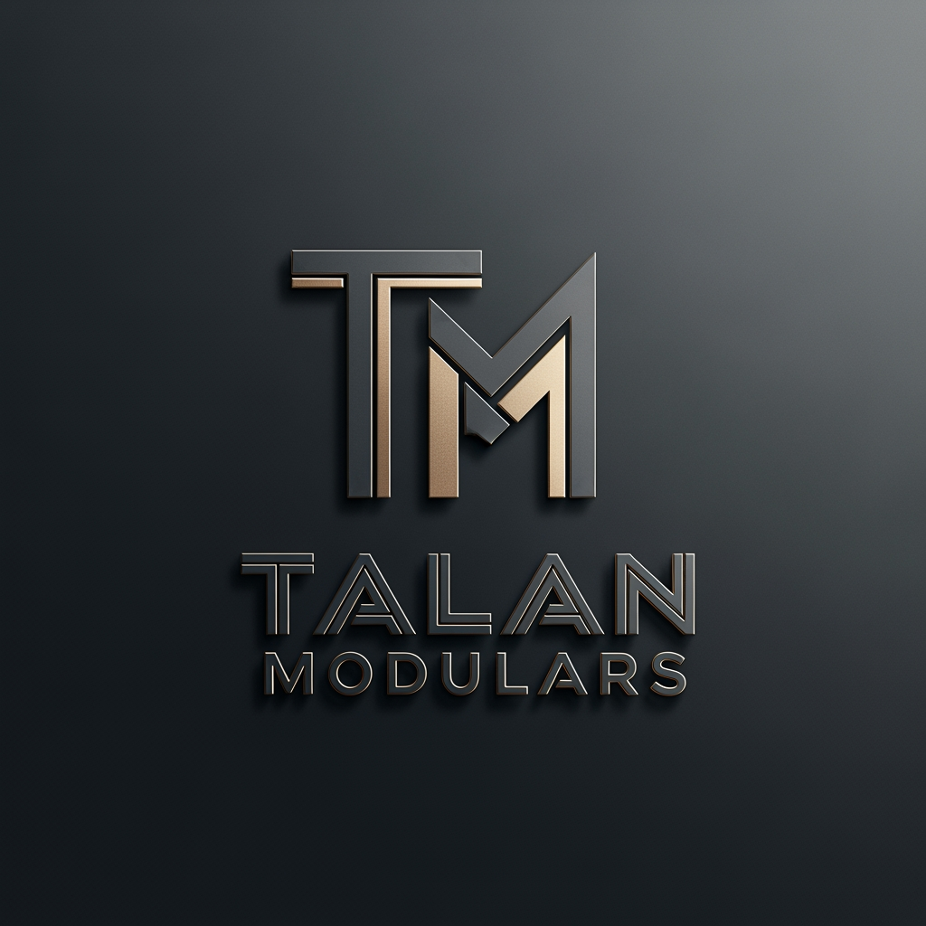 AI Design for Create a premium, future-ready logo for *Talan Modulars*, a modular furniture and interior manufacturing company with its own production facility. The design should reflect 2026 aesthetics—minimal, timeless, intelligent, and instantly recognizable.
Center the identity around a custom *"TM" monogram*, built with clean geometric forms, architectural precision, and purposeful negative space. Subtly evoke modular cabinetry, panel systems, and precision manufacturing through abstract interlocking shapes rather than literal furniture graphics.
Use a luxury palette of *Matte Charcoal Grey* and *Brushed Champagne Gold, with restrained metallic finishes. Pair the icon with a bold, custom-feeling geometric sans-serif wordmark, ensuring the monogram and **Talan Modulars* function as one cohesive system.
Present the logo with subtle premium 3D depth, soft studio lighting, realistic materials, and refined reflections. Avoid excessive bevels, gradients, glow effects, or visual clutter.
Display it on a dark charcoal or black gradient background with a balanced, centered composition. The design must remain scalable, memorable, and effective in monochrome, making it suitable for signage, packaging, embossing, print, and digital branding.
Avoid generic construction symbols, houses, tools, chairs, sofas, realistic furniture, or clip-art elements. Focus on originality, simplicity, precision, and enduring luxury to create a distinctive global-quality brand identity in ultra-high-resolution 4K.