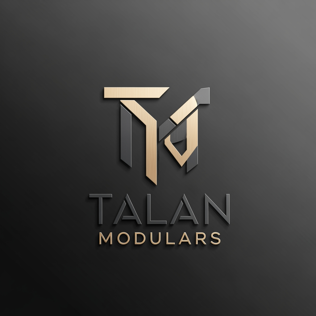 AI Design for Create a premium, future-ready logo for *Talan Modulars*, a modular furniture and interior manufacturing company with its own production facility. The design should reflect 2026 aesthetics—minimal, timeless, intelligent, and instantly recognizable.
Center the identity around a custom *"TM" monogram*, built with clean geometric forms, architectural precision, and purposeful negative space. Subtly evoke modular cabinetry, panel systems, and precision manufacturing through abstract interlocking shapes rather than literal furniture graphics.
Use a luxury palette of *Matte Charcoal Grey* and *Brushed Champagne Gold, with restrained metallic finishes. Pair the icon with a bold, custom-feeling geometric sans-serif wordmark, ensuring the monogram and **Talan Modulars* function as one cohesive system.
Present the logo with subtle premium 3D depth, soft studio lighting, realistic materials, and refined reflections. Avoid excessive bevels, gradients, glow effects, or visual clutter.
Display it on a dark charcoal or black gradient background with a balanced, centered composition. The design must remain scalable, memorable, and effective in monochrome, making it suitable for signage, packaging, embossing, print, and digital branding.
Avoid generic construction symbols, houses, tools, chairs, sofas, realistic furniture, or clip-art elements. Focus on originality, simplicity, precision, and enduring luxury to create a distinctive global-quality brand identity in ultra-high-resolution 4K.
