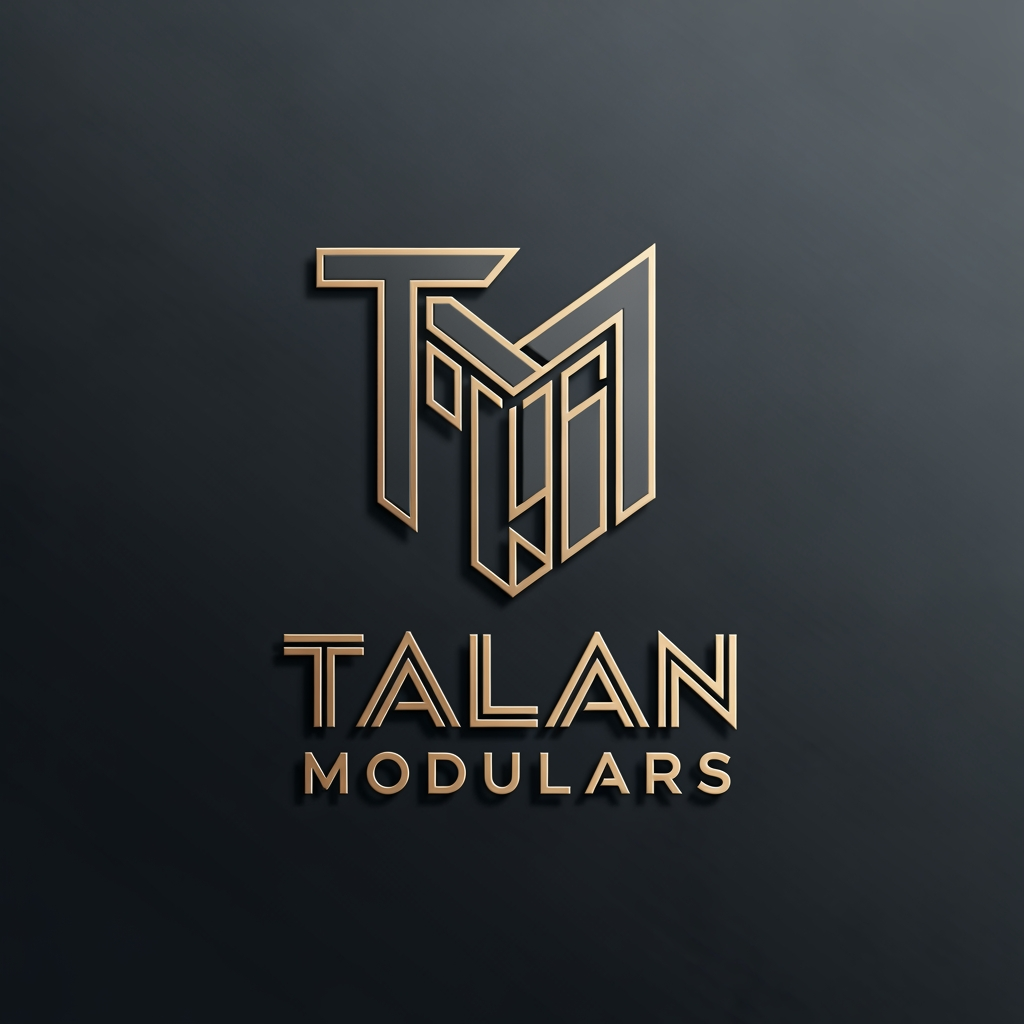 AI Design for Create a premium, future-ready logo for *Talan Modulars*, a modular furniture and interior manufacturing company with its own production facility. The design should reflect 2026 aesthetics—minimal, timeless, intelligent, and instantly recognizable.
Center the identity around a custom *"TM" monogram*, built with clean geometric forms, architectural precision, and purposeful negative space. Subtly evoke modular cabinetry, panel systems, and precision manufacturing through abstract interlocking shapes rather than literal furniture graphics.
Use a luxury palette of *Matte Charcoal Grey* and *Brushed Champagne Gold, with restrained metallic finishes. Pair the icon with a bold, custom-feeling geometric sans-serif wordmark, ensuring the monogram and **Talan Modulars* function as one cohesive system.
Present the logo with subtle premium 3D depth, soft studio lighting, realistic materials, and refined reflections. Avoid excessive bevels, gradients, glow effects, or visual clutter.
Display it on a dark charcoal or black gradient background with a balanced, centered composition. The design must remain scalable, memorable, and effective in monochrome, making it suitable for signage, packaging, embossing, print, and digital branding.
Avoid generic construction symbols, houses, tools, chairs, sofas, realistic furniture, or clip-art elements. Focus on originality, simplicity, precision, and enduring luxury to create a distinctive global-quality brand identity in ultra-high-resolution 4K.