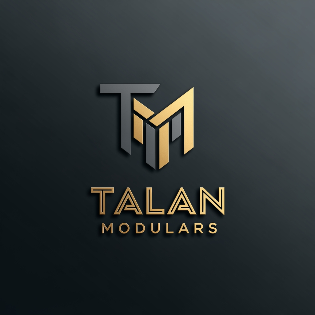 AI Design for Create a premium, future-ready logo for *Talan Modulars*, a modular furniture and interior manufacturing company with its own production facility. The design should reflect 2026 aesthetics—minimal, timeless, intelligent, and instantly recognizable.
Center the identity around a custom *"TM" monogram*, built with clean geometric forms, architectural precision, and purposeful negative space. Subtly evoke modular cabinetry, panel systems, and precision manufacturing through abstract interlocking shapes rather than literal furniture graphics.
Use a luxury palette of *Matte Charcoal Grey* and *Brushed Champagne Gold, with restrained metallic finishes. Pair the icon with a bold, custom-feeling geometric sans-serif wordmark, ensuring the monogram and **Talan Modulars* function as one cohesive system.
Present the logo with subtle premium 3D depth, soft studio lighting, realistic materials, and refined reflections. Avoid excessive bevels, gradients, glow effects, or visual clutter.
Display it on a dark charcoal or black gradient background with a balanced, centered composition. The design must remain scalable, memorable, and effective in monochrome, making it suitable for signage, packaging, embossing, print, and digital branding.
Avoid generic construction symbols, houses, tools, chairs, sofas, realistic furniture, or clip-art elements. Focus on originality, simplicity, precision, and enduring luxury to create a distinctive global-quality brand identity in ultra-high-resolution 4K.