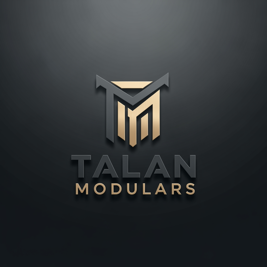 AI Design for Create a premium, future-ready logo for *Talan Modulars*, a modular furniture and interior manufacturing company with its own production facility. The design should reflect 2026 aesthetics—minimal, timeless, intelligent, and instantly recognizable.
Center the identity around a custom *"TM" monogram*, built with clean geometric forms, architectural precision, and purposeful negative space. Subtly evoke modular cabinetry, panel systems, and precision manufacturing through abstract interlocking shapes rather than literal furniture graphics.
Use a luxury palette of *Matte Charcoal Grey* and *Brushed Champagne Gold, with restrained metallic finishes. Pair the icon with a bold, custom-feeling geometric sans-serif wordmark, ensuring the monogram and **Talan Modulars* function as one cohesive system.
Present the logo with subtle premium 3D depth, soft studio lighting, realistic materials, and refined reflections. Avoid excessive bevels, gradients, glow effects, or visual clutter.
Display it on a dark charcoal or black gradient background with a balanced, centered composition. The design must remain scalable, memorable, and effective in monochrome, making it suitable for signage, packaging, embossing, print, and digital branding.
Avoid generic construction symbols, houses, tools, chairs, sofas, realistic furniture, or clip-art elements. Focus on originality, simplicity, precision, and enduring luxury to create a distinctive global-quality brand identity in ultra-high-resolution 4K.