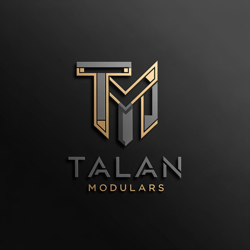 AI Design for Create a premium, future-ready logo for **Talan Modulars**, a modular furniture and interior manufacturing company with its own production facility. The design should reflect 2026 aesthetics—minimal, timeless, intelligent, and instantly recognizable.
Center the identity around a custom **"TM" monogram**, built with clean geometric forms, architectural precision, and purposeful negative space. Subtly evoke modular cabinetry, panel systems, and precision manufacturing through abstract interlocking shapes rather than literal furniture graphics.
Use a luxury palette of **Matte Charcoal Grey** and **Brushed Champagne Gold**, with restrained metallic finishes. Pair the icon with a bold, custom-feeling geometric sans-serif wordmark, ensuring the monogram and **Talan Modulars** function as one cohesive system.
Present the logo with subtle premium 3D depth, soft studio lighting, realistic materials, and refined reflections. Avoid excessive bevels, gradients, glow effects, or visual clutter.
Display it on a dark charcoal or black gradient background with a balanced, centered composition. The design must remain scalable, memorable, and effective in monochrome, making it suitable for signage, packaging, embossing, print, and digital branding.
Avoid generic construction symbols, houses, tools, chairs, sofas, realistic furniture, or clip-art elements. Focus on originality, simplicity, precision, and enduring luxury to create a distinctive global-quality brand identity in ultra-high-resolution 4K.