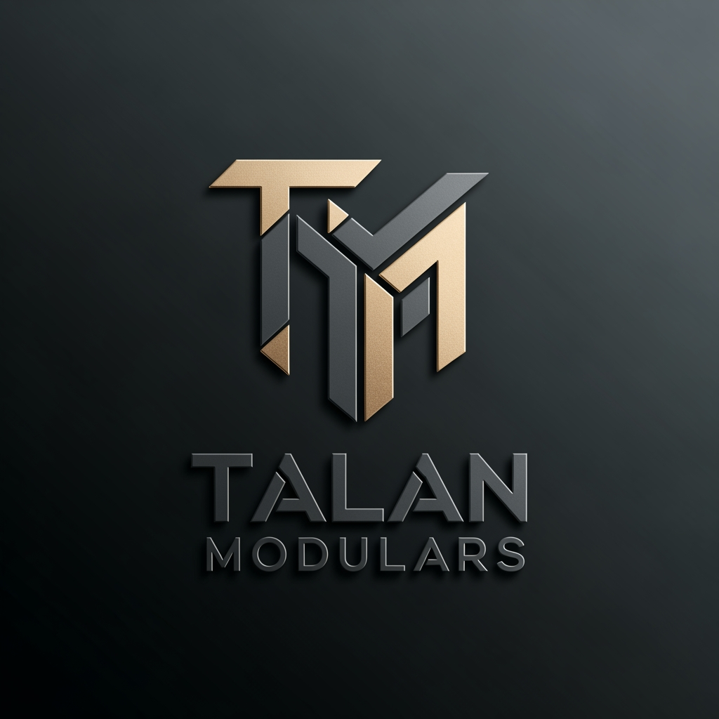 AI Design for Create a premium, future-ready logo for **Talan Modulars**, a modular furniture and interior manufacturing company with its own production facility. The design should reflect 2026 aesthetics—minimal, timeless, intelligent, and instantly recognizable.
Center the identity around a custom **"TM" monogram**, built with clean geometric forms, architectural precision, and purposeful negative space. Subtly evoke modular cabinetry, panel systems, and precision manufacturing through abstract interlocking shapes rather than literal furniture graphics.
Use a luxury palette of **Matte Charcoal Grey** and **Brushed Champagne Gold**, with restrained metallic finishes. Pair the icon with a bold, custom-feeling geometric sans-serif wordmark, ensuring the monogram and **Talan Modulars** function as one cohesive system.
Present the logo with subtle premium 3D depth, soft studio lighting, realistic materials, and refined reflections. Avoid excessive bevels, gradients, glow effects, or visual clutter.
Display it on a dark charcoal or black gradient background with a balanced, centered composition. The design must remain scalable, memorable, and effective in monochrome, making it suitable for signage, packaging, embossing, print, and digital branding.
Avoid generic construction symbols, houses, tools, chairs, sofas, realistic furniture, or clip-art elements. Focus on originality, simplicity, precision, and enduring luxury to create a distinctive global-quality brand identity in ultra-high-resolution 4K.