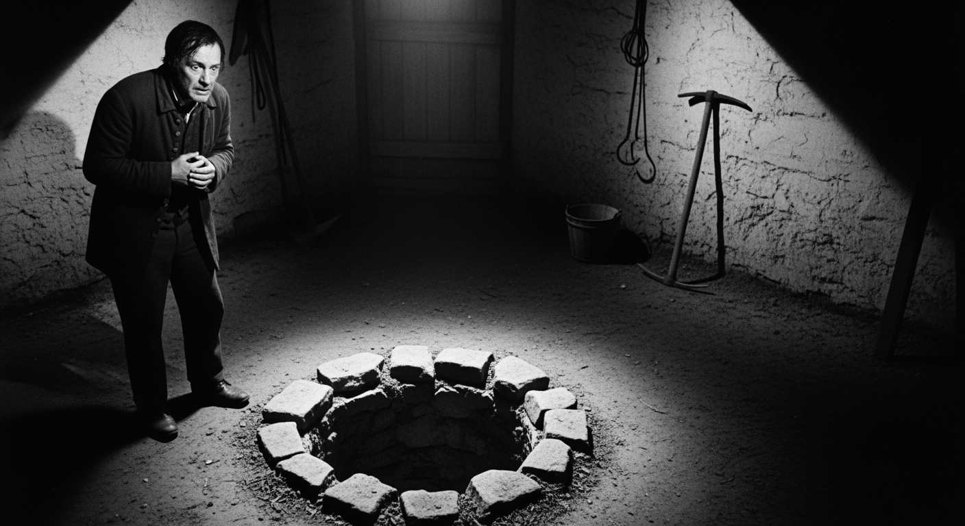 AI Design for black and white  What he found instead was evidence of something that, in the years immediately following the Civil War and Reconstruction's beginning, carried a weight that was difficult [music] to calculate. He left. He told his employer, a Lynchburg contractor named Silas Poor, only that the well needed to be sealed from the top and left alone, and that he would not discuss his reasons.