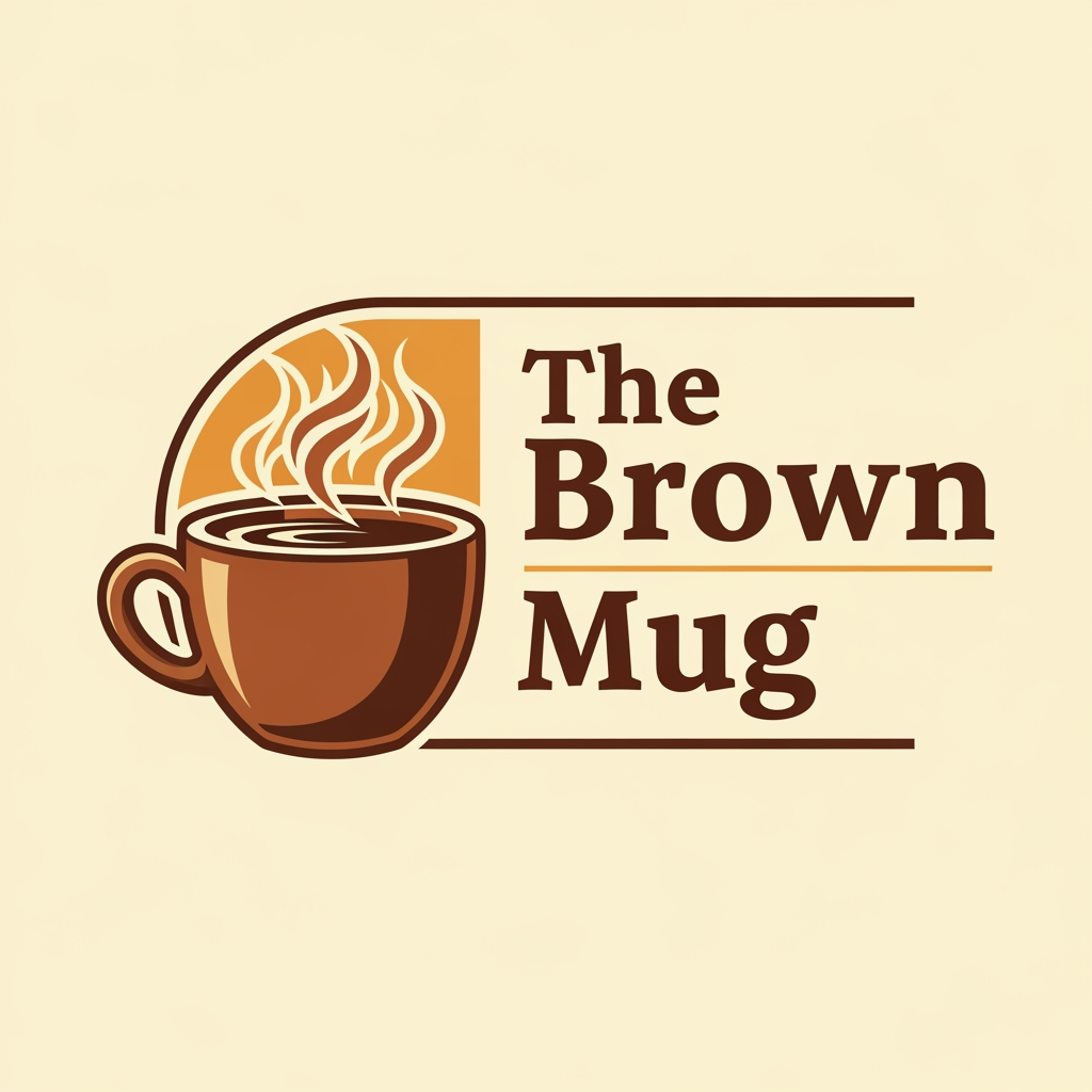 AI Design for create a logo , the shop name is' The Brown Mug"
