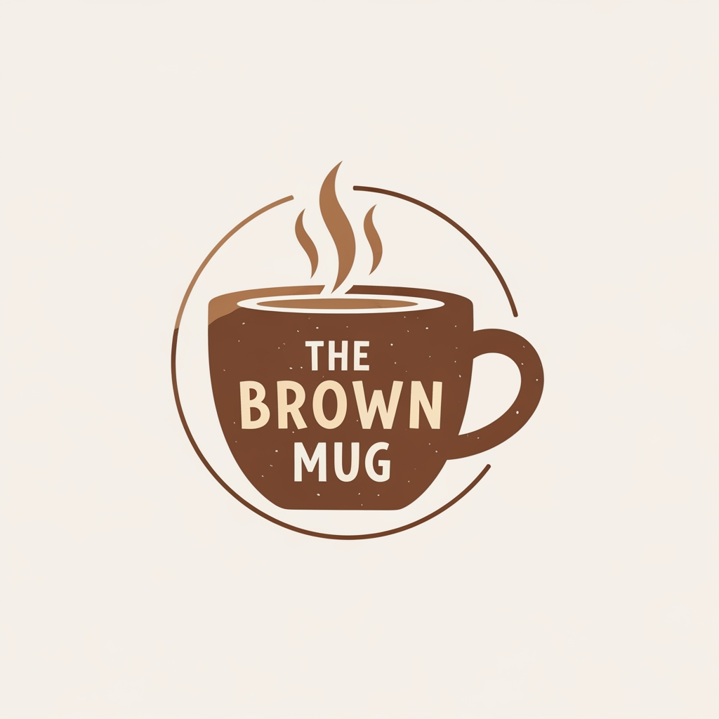 AI Design for create a logo , the shop name is' The Brown Mug"