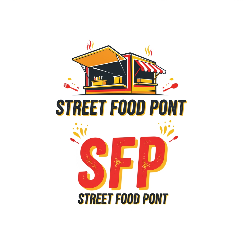 AI Design for STREET FOOD BRAND  LOGO NAME STREET FOOD PONT OR SFP