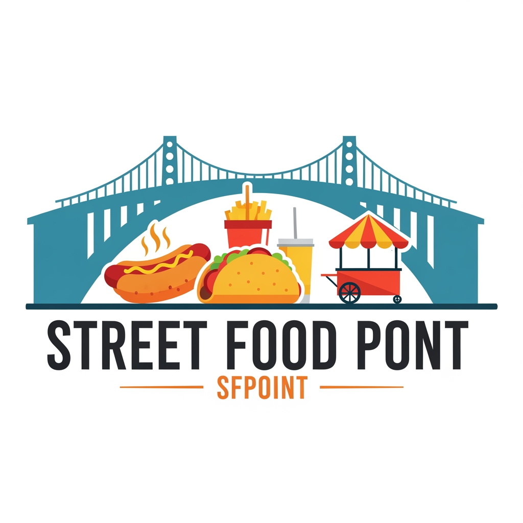 AI Design for STREET FOOD BRAND  LOGO NAME STREET FOOD PONT OR SFPOINT VECTOR ART