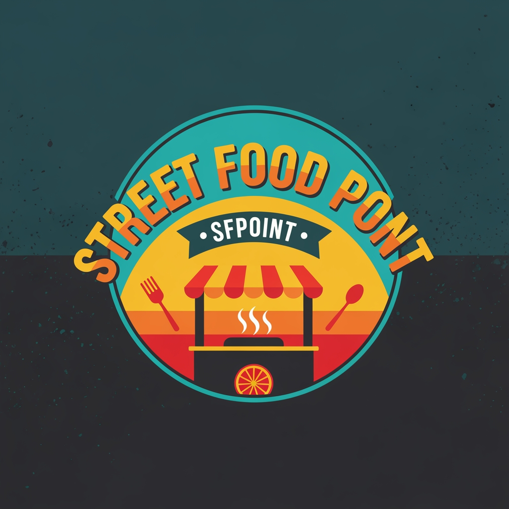 AI Design for STREET FOOD BRAND  LOGO NAME STREET FOOD PONT OR SFPOINT