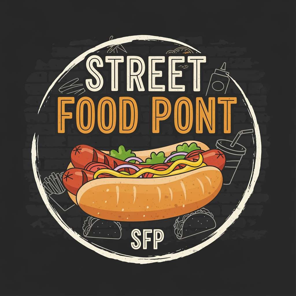 AI Design for STREET FOOD BRAND  LOGO NAME STREET FOOD PONT OR SFP