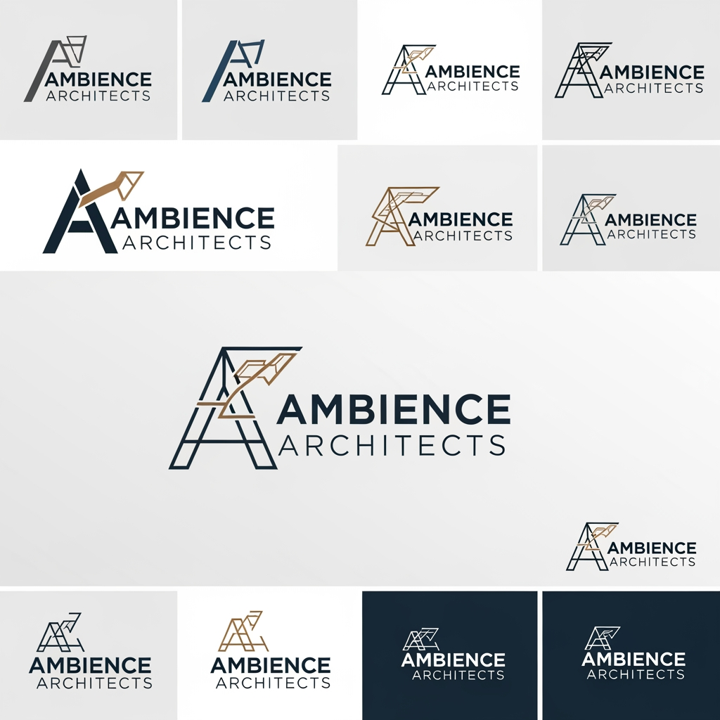 AI Design for i want a proffessional logo for my company.create some logos with name 'ambience architects'. give some more modals