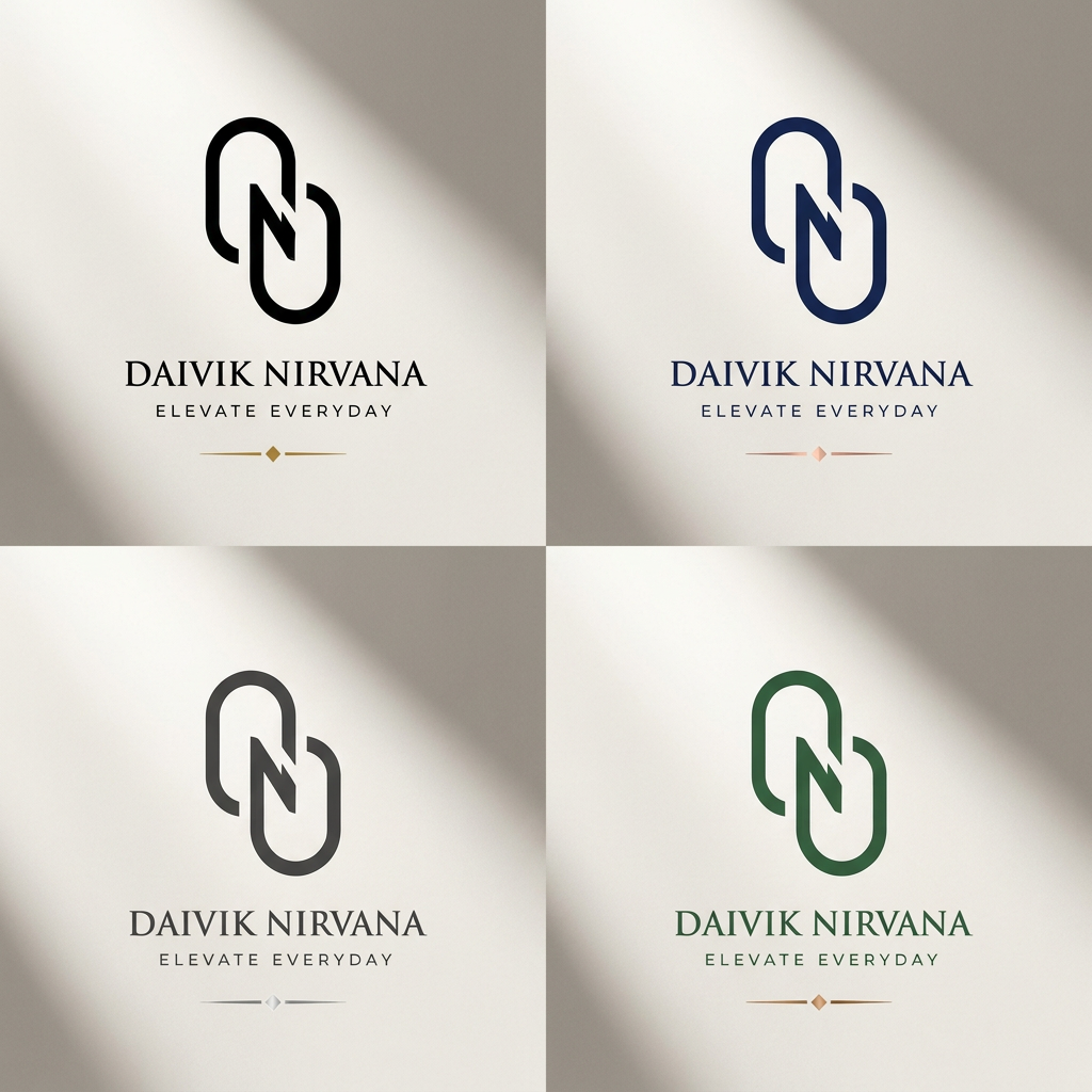 AI Design for A professional studio presentation showcasing a sleek logo design in four distinct color palettes, presented as high-quality vector mockups on a clean, minimalist matte background. The composition features sharp focus, soft cinematic studio lighting, and elegant shadow depth to highlight the brand identity across different chromatic variations.