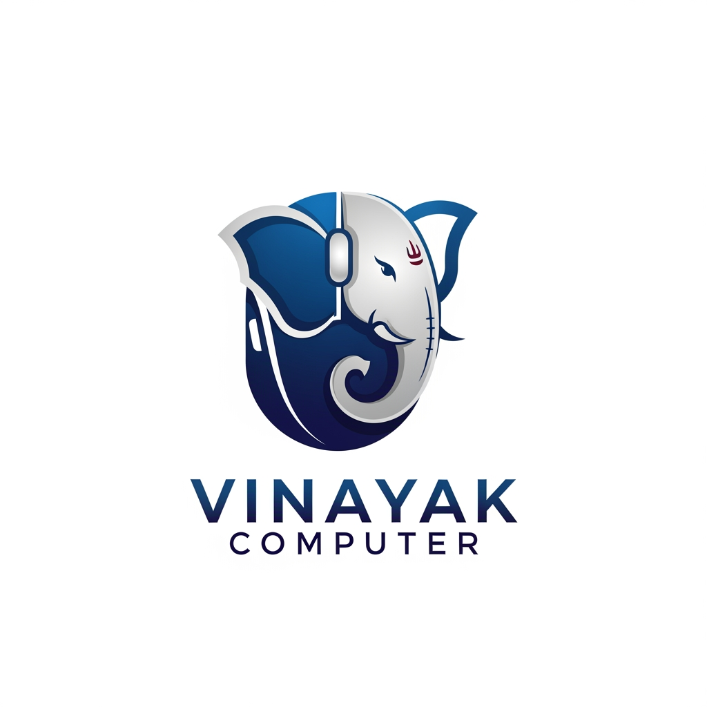 AI Design for Lets Make a computer shop logo, Shop Name - Vinayak Computer