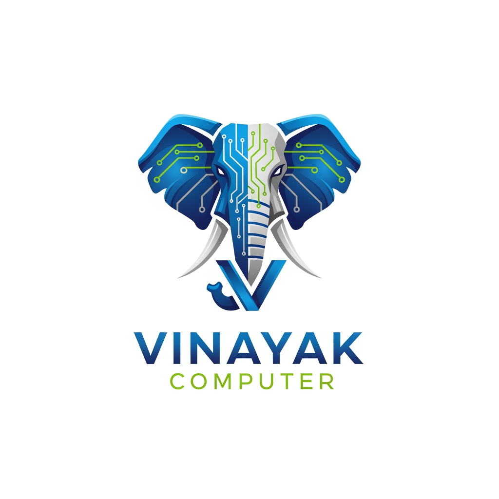 AI Design for Lets Make a computer shop logo, Shop Name - Vinayak Computer