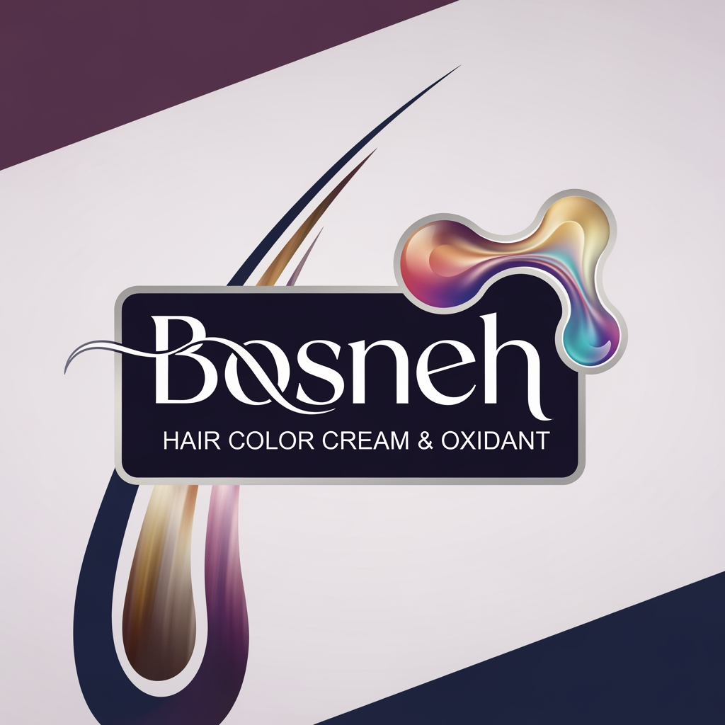 AI Design for i want to create a logo for a cosmetics hair color cream and oxidant brand names Bosneh
