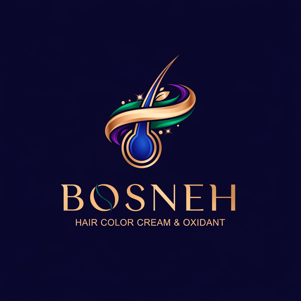 AI Design for i want to create a logo for a cosmetics hair color cream and oxidant brand names Bosneh
