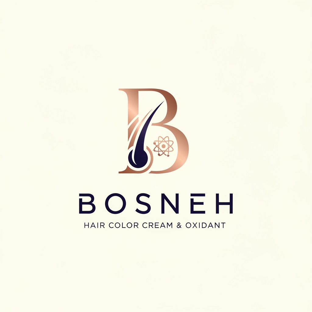 AI Design for i want to create a logo for a cosmetics hair color cream and oxidant brand names Bosneh