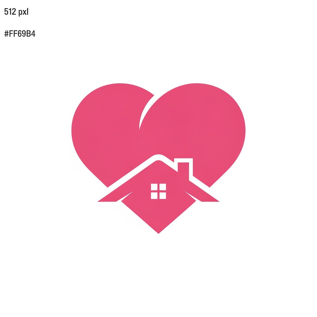 AI Design for make the size 512*512
my applogo
color pink
its is a couple app
use heart and home for logo dont add any text in logo dont want background color