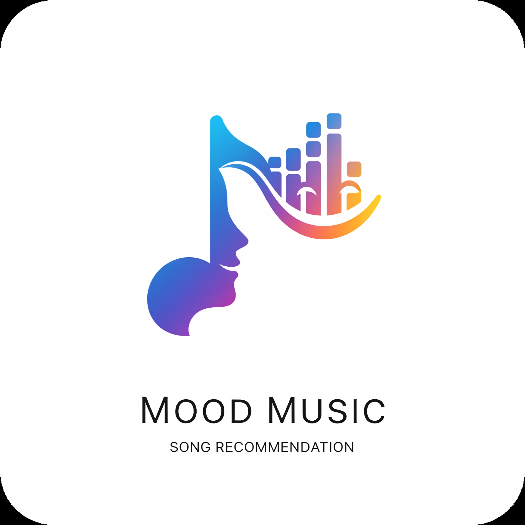 AI Design for in need an logo for an app name of Mood Music<sub>Song Recommentation