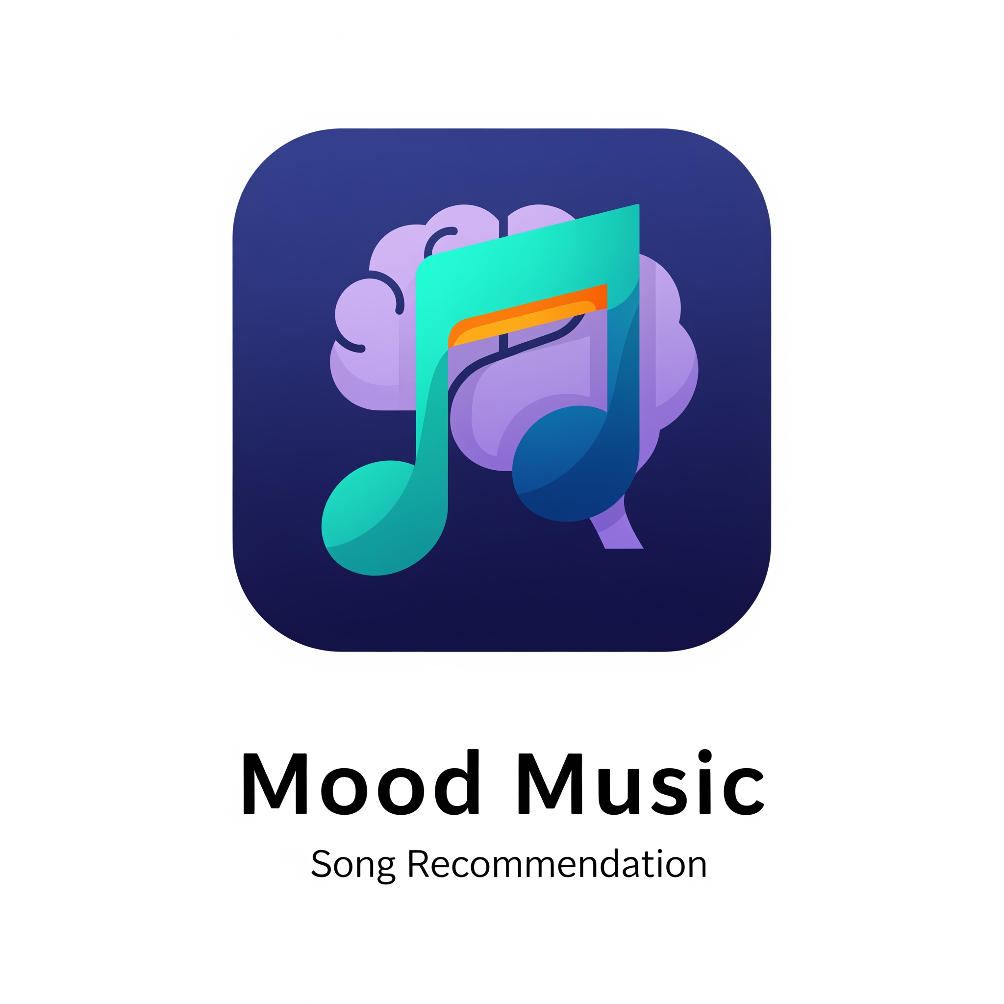 AI Design for in need an logo for an app name of Mood Music<sub>Song Recommentation