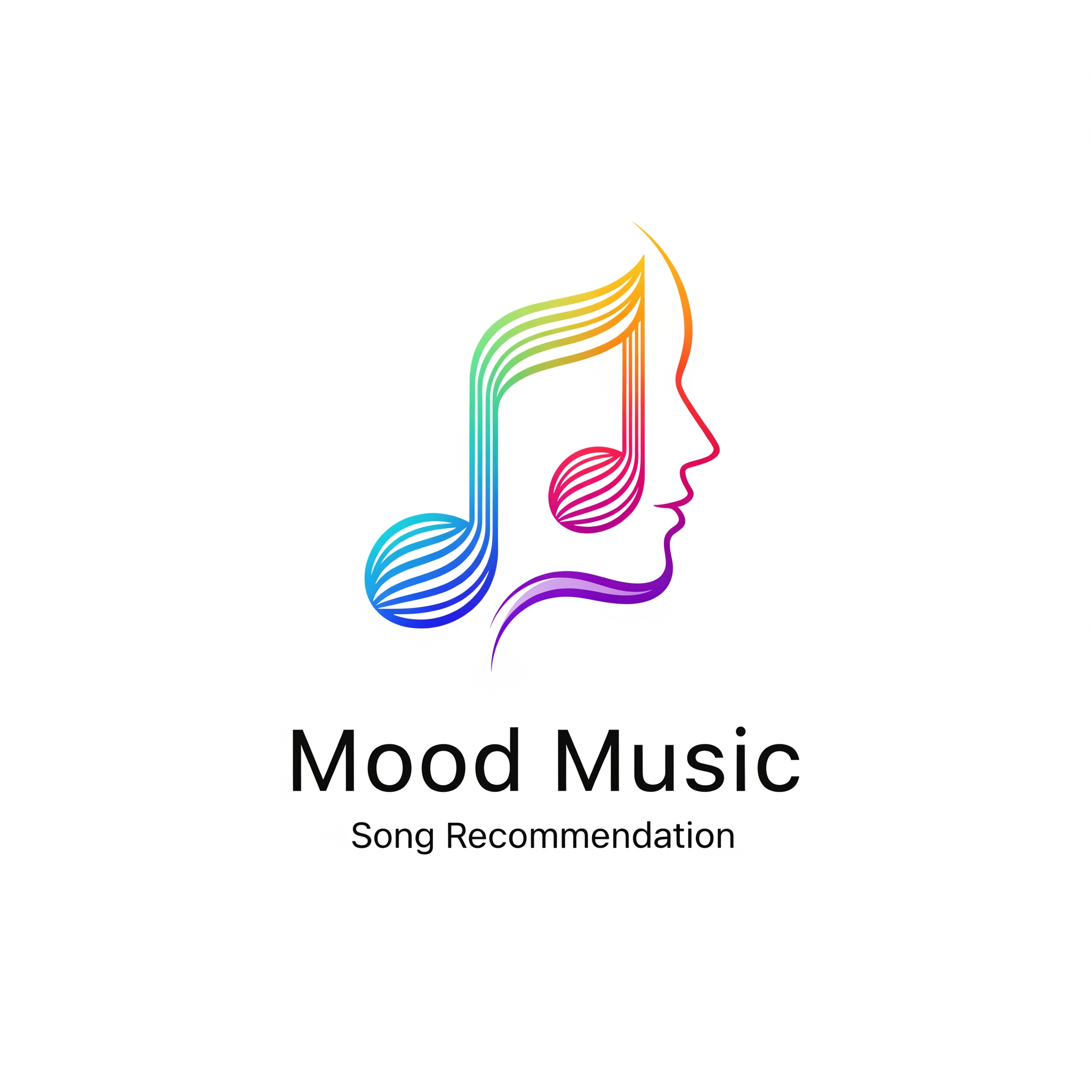 AI Design for in need an logo for an app name of Mood Music<sub>Song Recommentation