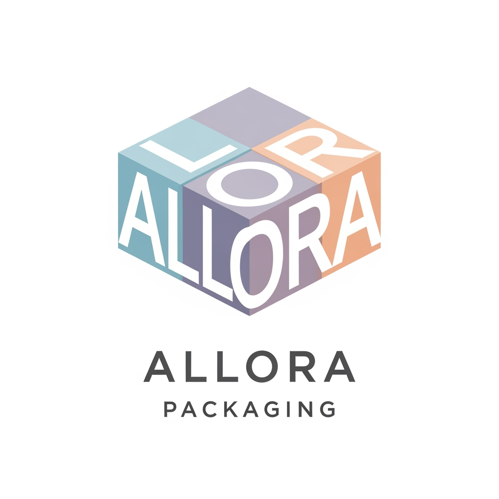 AI Design for create a logo for custom packaging boxes website brand name is allora packaging logo should be professional and box made of letters Allora in pastel colors minimal logo