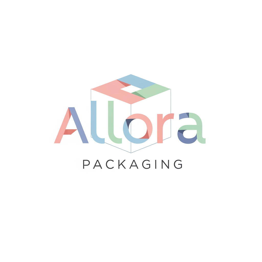 AI Design for create a logo for custom packaging boxes website brand name is allora packaging logo should be professional and box made of letters Allora in pastel colors minimal logo