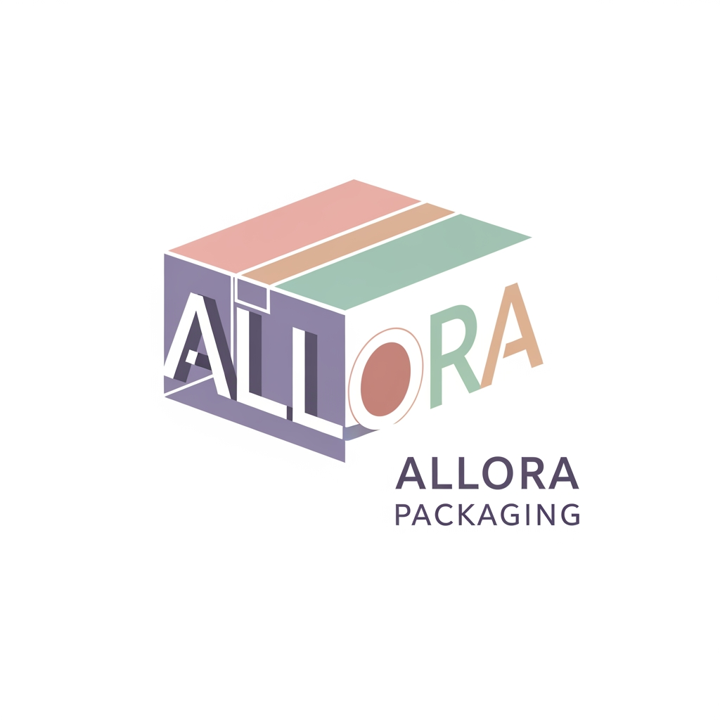 AI Design for create a logo for custom packaging boxes website brand name is allora packaging logo should be professional and box made of letters Allora in pastel colors