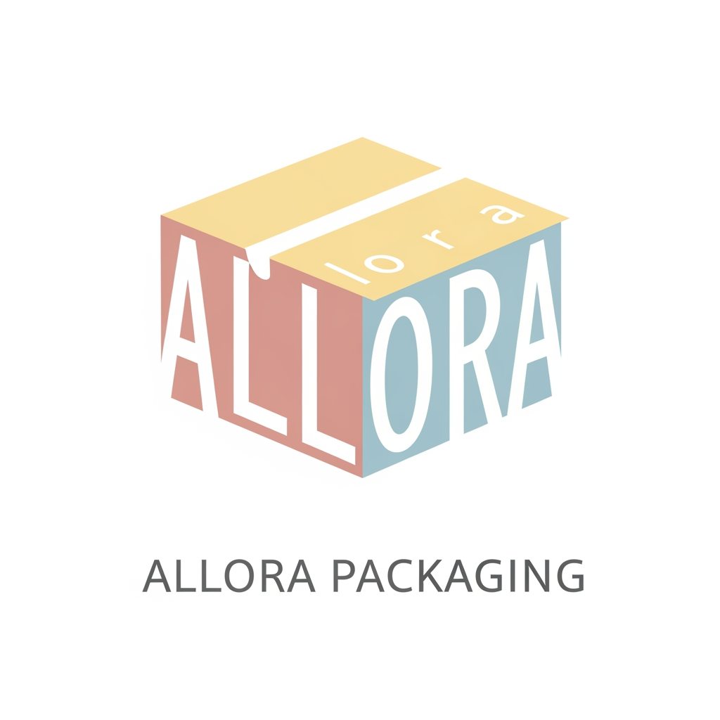 AI Design for create a logo for custom packaging boxes website brand name is allora packaging logo should be professional and box made of letters Allora in pastel colors minimal logo