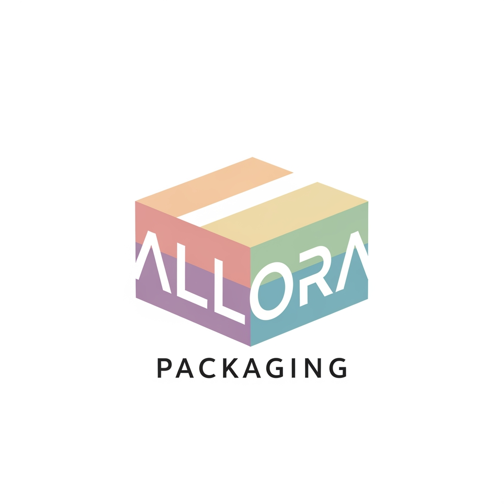 AI Design for create a logo for custom packaging boxes website brand name is allora packaging logo should be professional and box made of letters Allora in pastel colors
