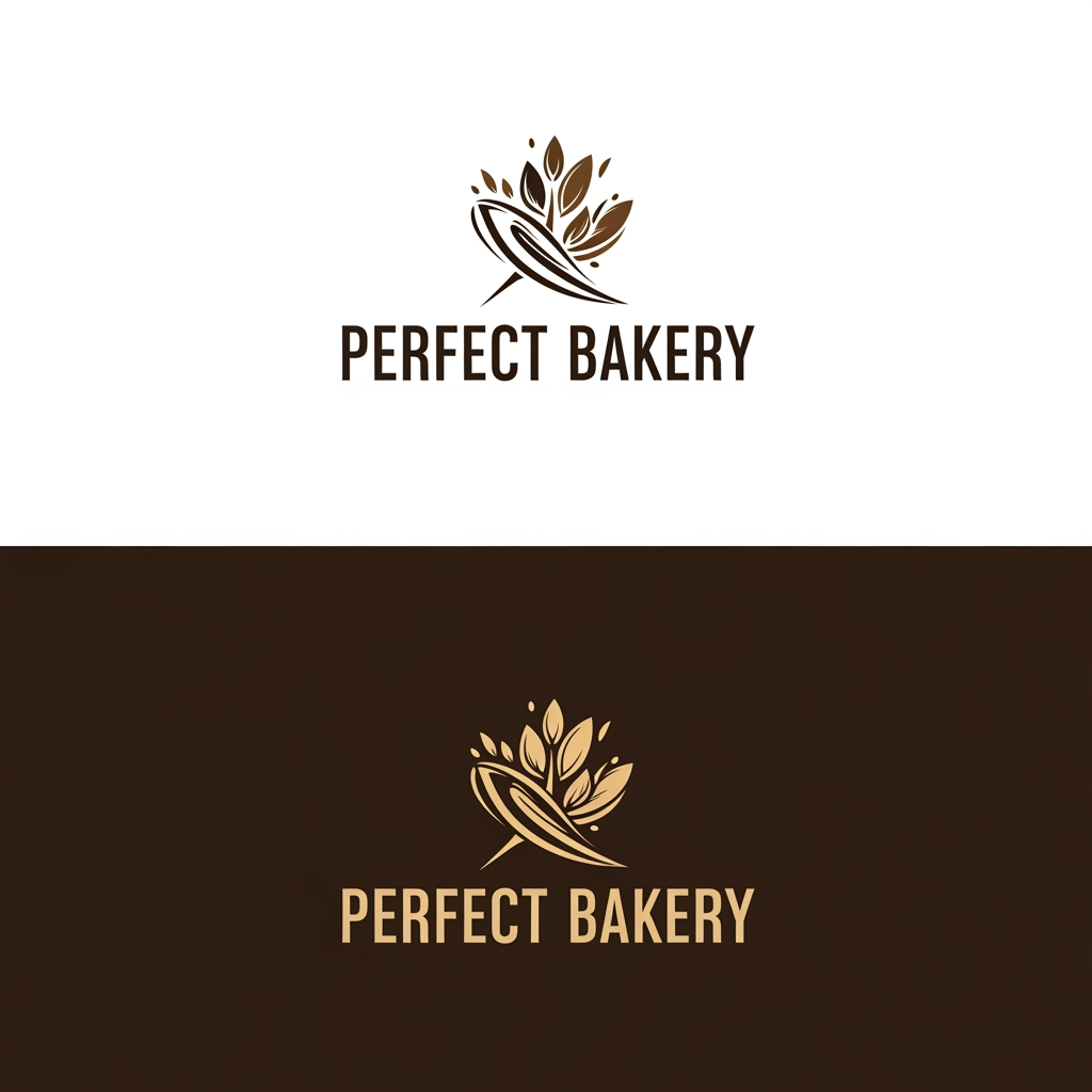 AI Design for perfect Bakery ke liye 2 logo create kro brown color nahi chahiye