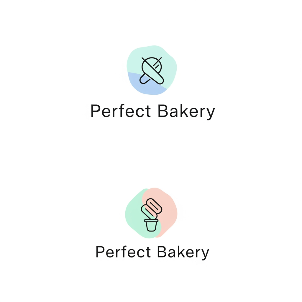 AI Design for perfect Bakery ke liye 2 logo create kro brown color nahi chahiye