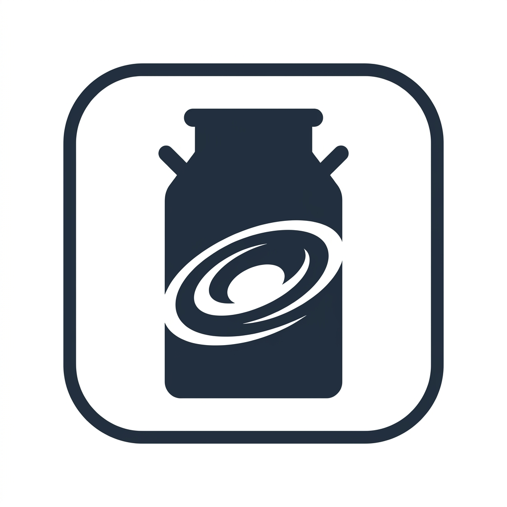 AI Design for Create a modern minimalist logo for MilkyWay using a simplified milk can silhouette. Inside the can, use negative space to form a circular orbit or galaxy path representing the Milky Way. Blend dairy operations with modern technology. The icon should be extremely simple, professional, and suitable for mobile app icons. Use clean geometry, strong symmetry, and premium vector styling. No text, no realistic illustrations, no cows, no farms.