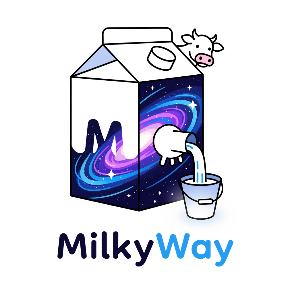 AI Design for i want an app logo for the app name "MilkyWay" and it is a milk collecting app do some research and gve me the best applicable logo for this app. you can try by your visualization