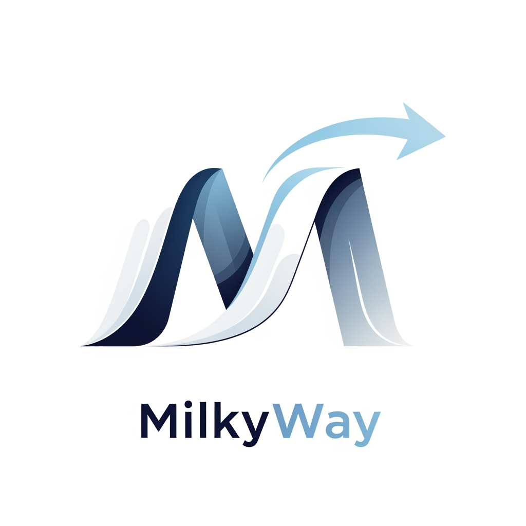 AI Design for Design a world-class logo icon for a dairy technology app called MilkyWay. Create a single continuous flowing ribbon of milk that elegantly forms the letter M while simultaneously representing a pathway or route. The symbol should feel modern, premium, and intelligent rather than agricultural. Use geometric precision, balanced symmetry, clean negative space, and minimal vector styling. The logo must be recognizable at app icon size and look suitable for a technology company valued at billions. Avoid literal cows, milk cans, buckets, farms, and generic milk droplets. Focus on simplicity, memorability, and iconic branding similar to leading global tech apps. No text.
