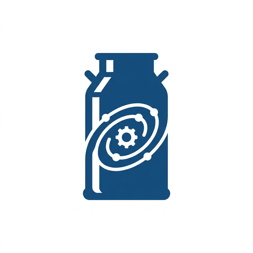 AI Design for Create a modern minimalist logo for MilkyWay using a simplified milk can silhouette. Inside the can, use negative space to form a circular orbit or galaxy path representing the Milky Way. Blend dairy operations with modern technology. The icon should be extremely simple, professional, and suitable for mobile app icons. Use clean geometry, strong symmetry, and premium vector styling. No text, no realistic illustrations, no cows, no farms.