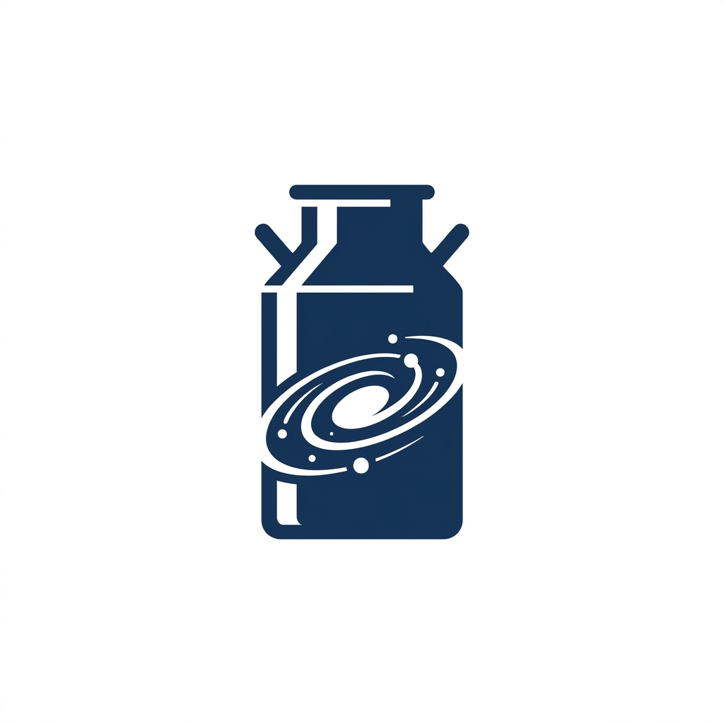 AI Design for Create a modern minimalist logo for MilkyWay using a simplified milk can silhouette. Inside the can, use negative space to form a circular orbit or galaxy path representing the Milky Way. Blend dairy operations with modern technology. The icon should be extremely simple, professional, and suitable for mobile app icons. Use clean geometry, strong symmetry, and premium vector styling. No text, no realistic illustrations, no cows, no farms.