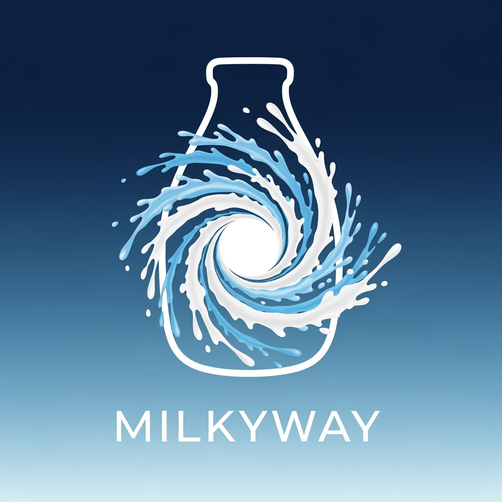 AI Design for i want an app logo for the app name "MilkyWay" and it is a milk collecting app do some research and gve me the best applicable logo for this app. you can try by your visualization
