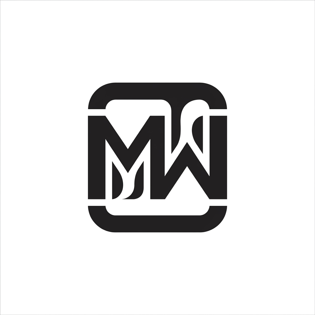 AI Design for Design a premium MW monogram logo for MilkyWay. Merge the letters M and W into a single geometric symbol with perfect symmetry. The negative space should subtly suggest flowing milk without using obvious dairy imagery. The logo should feel modern, clean, scalable, and instantly recognizable. Create a bold app icon suitable for mobile applications, dairy technology platforms, and enterprise software. Minimal vector style, award-winning branding, no text, no gradients, no mascots.