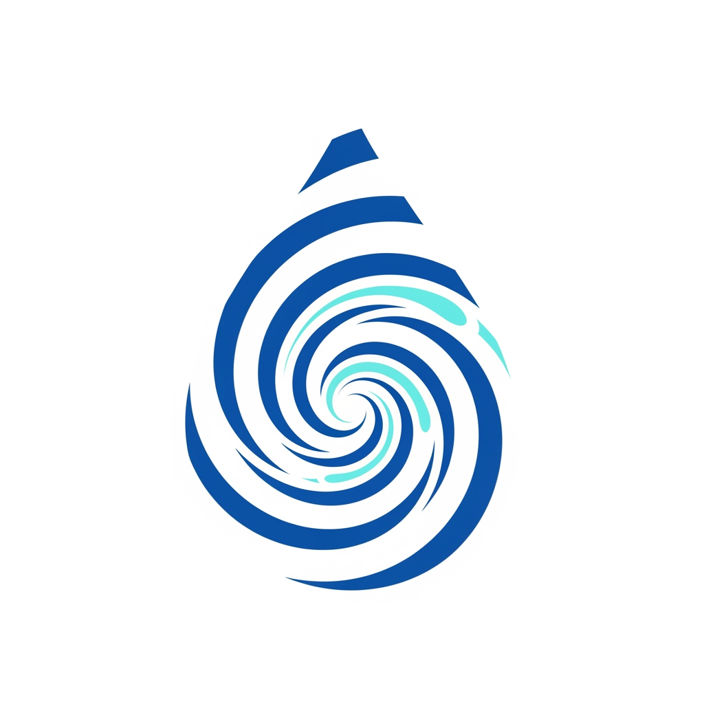 AI Design for Create a clean and highly memorable logo for "MilkyWay", a milk collection and dairy management application. Design a large milk droplet containing a network of curved paths converging toward a central point, symbolizing farmers delivering milk to a collection center. The paths should subtly form a galaxy swirl, connecting the meaning of "MilkyWay" with milk collection operations. Modern flat vector design, simple geometry, balanced proportions, professional agricultural technology branding, excellent visibility in app icons, minimal color usage, smooth flowing curves, trustworthy and innovative appearance. Colors: milk white, royal blue, soft cyan. No text, no gradients, no 3D effects, no shadows.