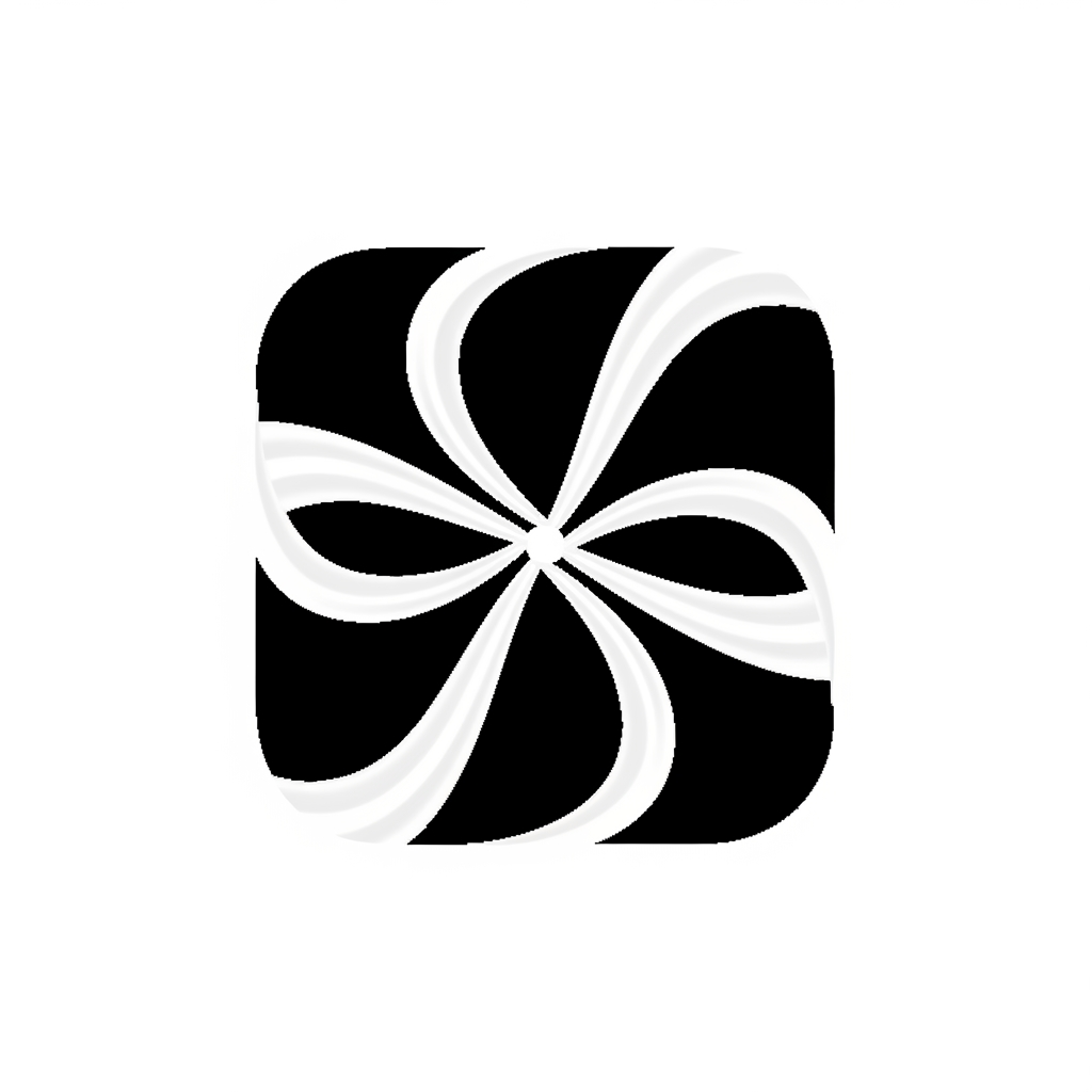 AI Design for Create an iconic minimalist logo for MilkyWay, a milk collection management platform. Design a symbol where multiple smooth white streams converge into a single central point, representing milk collected from many farmers into one collection center. The shape should resemble both a modern technology network and flowing milk. Use strong symmetry, negative space, geometric balance, and app-icon simplicity. The logo should communicate organization, collection, accuracy, and trust at first glance. No cows, no farms, no realistic milk splashes, no text.