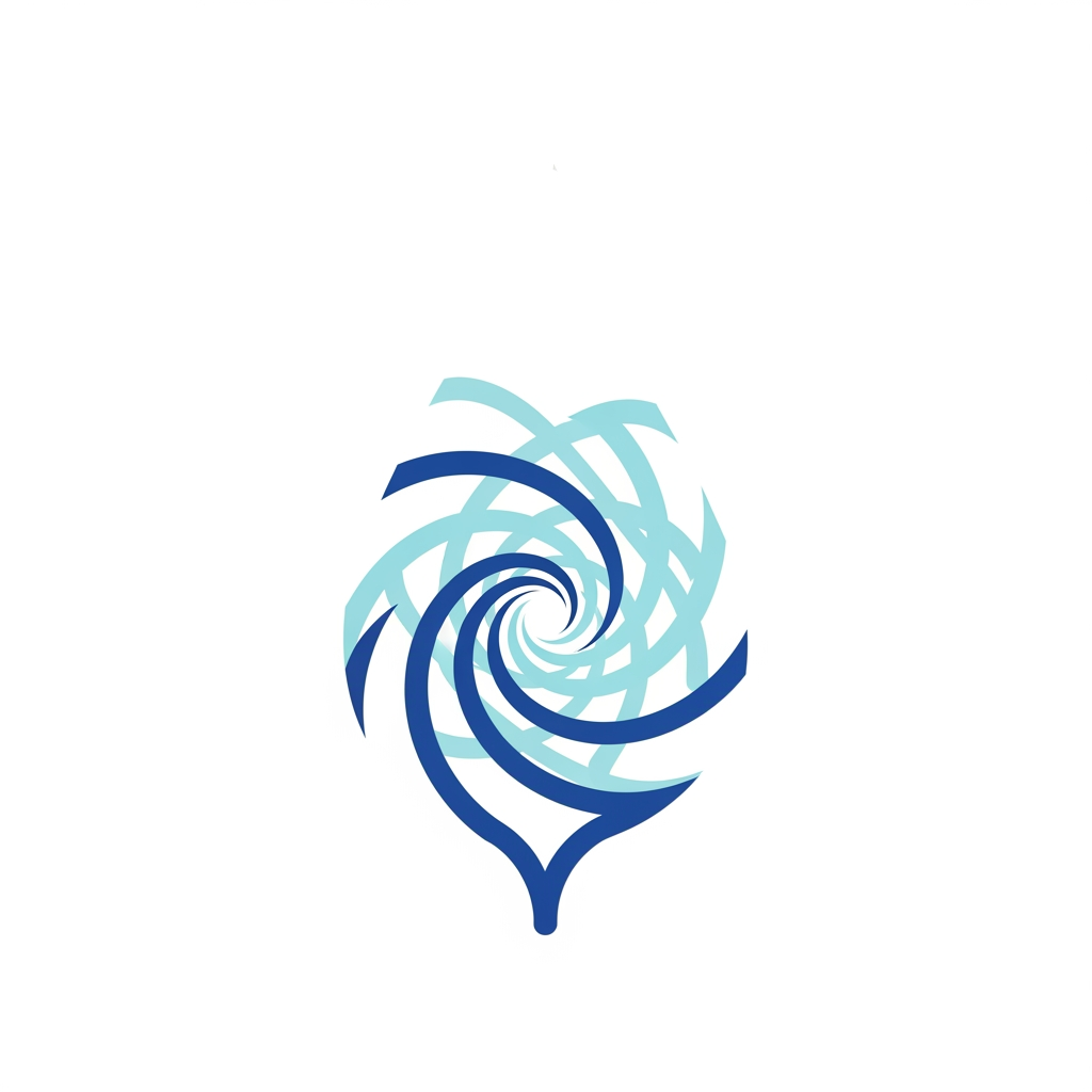 AI Design for Create a clean and highly memorable logo for "MilkyWay", a milk collection and dairy management application. Design a large milk droplet containing a network of curved paths converging toward a central point, symbolizing farmers delivering milk to a collection center. The paths should subtly form a galaxy swirl, connecting the meaning of "MilkyWay" with milk collection operations. Modern flat vector design, simple geometry, balanced proportions, professional agricultural technology branding, excellent visibility in app icons, minimal color usage, smooth flowing curves, trustworthy and innovative appearance. Colors: milk white, royal blue, soft cyan. No text, no gradients, no 3D effects, no shadows.