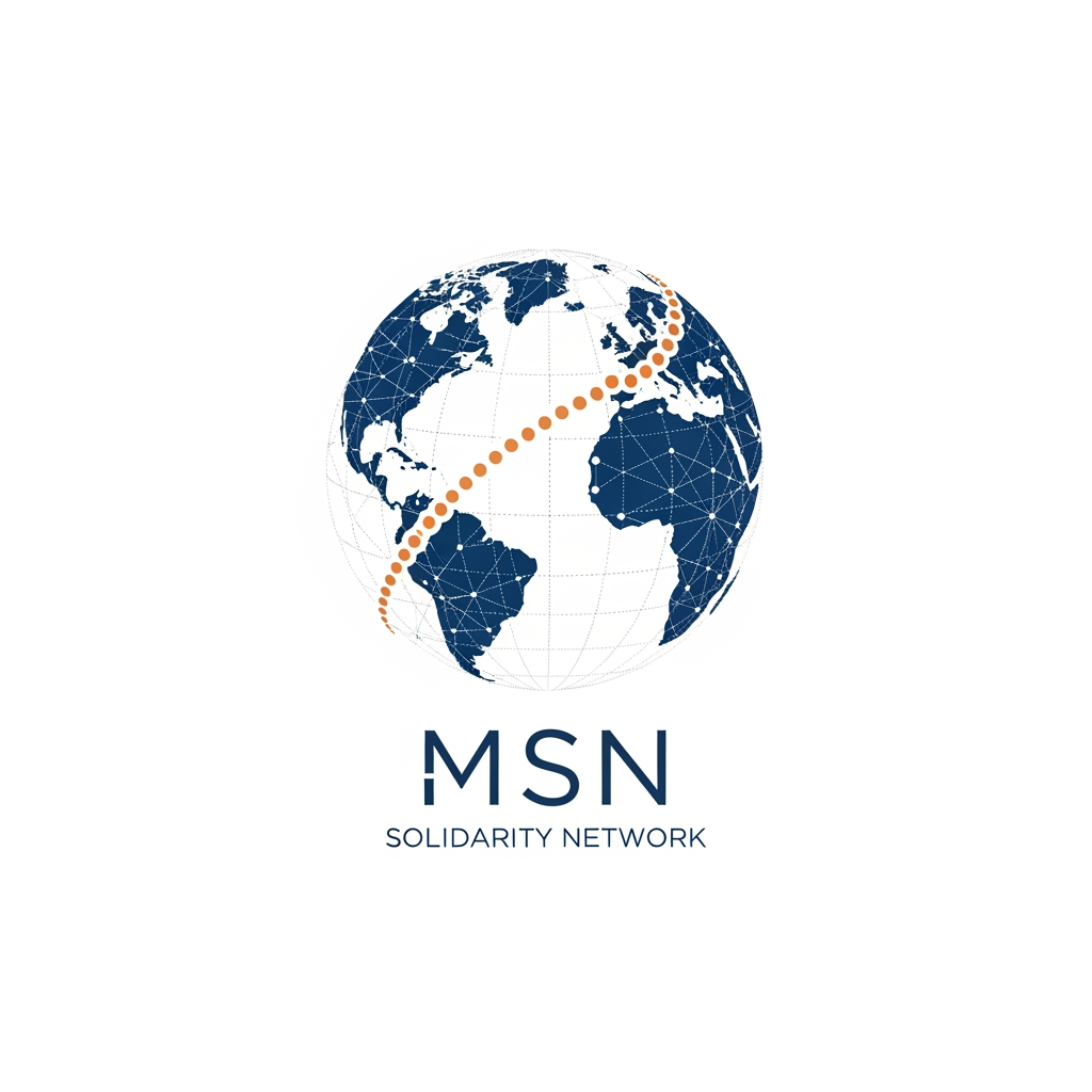 AI Design for a logo for migrant solidarity network - we work on migrant issues also called MSN- something more minimalist please - can be tracing along dotted lines - simple